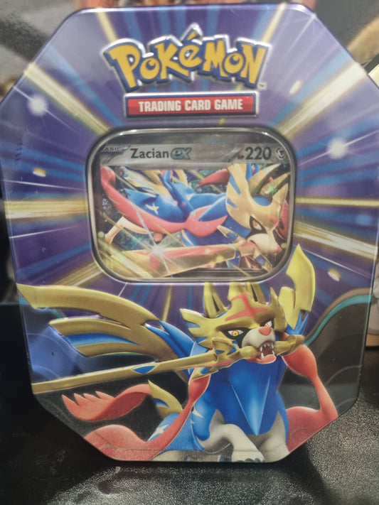 Zacian slashing Legends tin